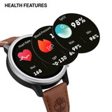 Smartwatch Timberland Trail Force S1 TDIGB0064501 με καφέ δερμάτινο λουράκι και μαύρο καντράν 48 mm, health features