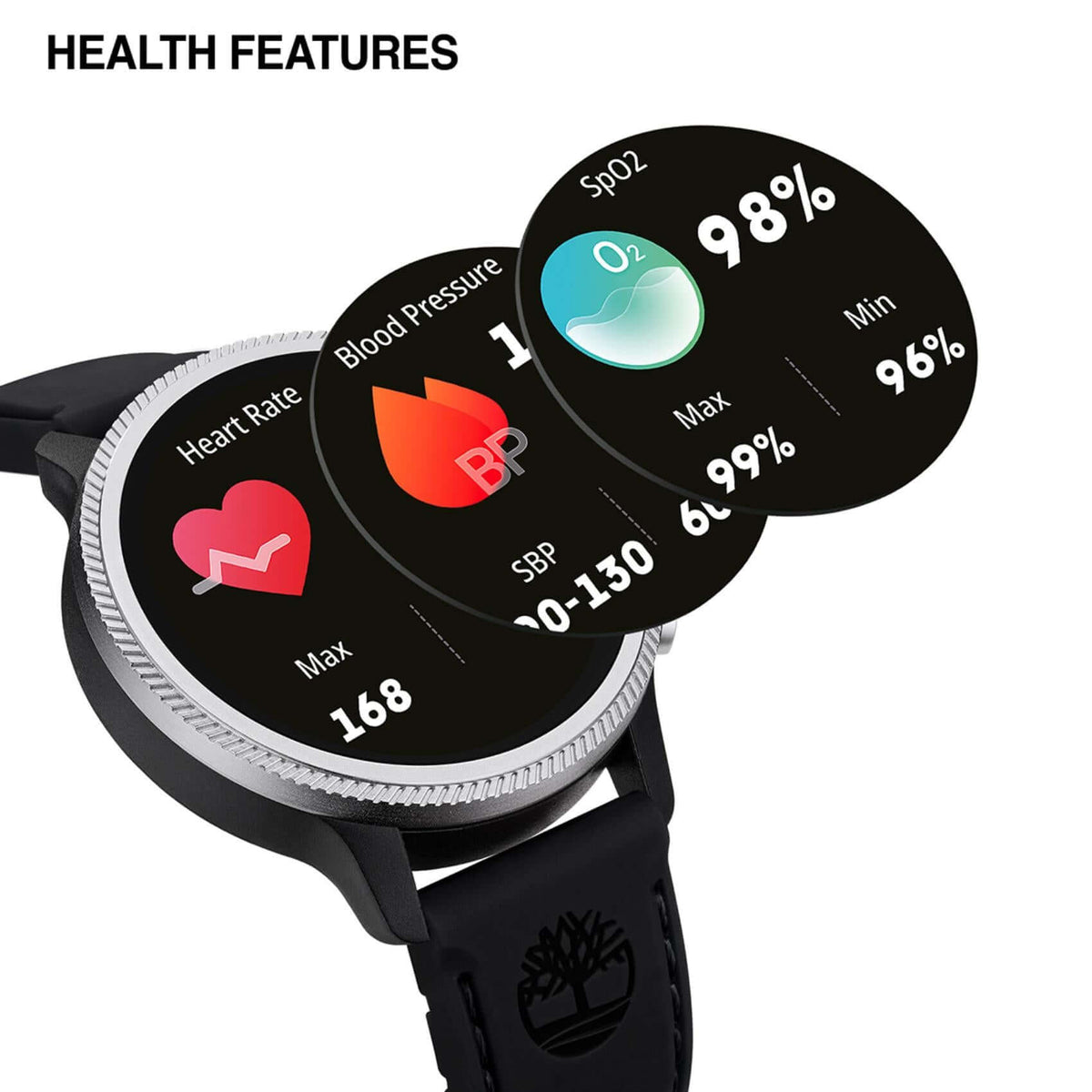 Smartwatch Timberland Trail Force S1 TDIGB0064501, σιλικόνη-μαύρο καντράν 48 mm, health features