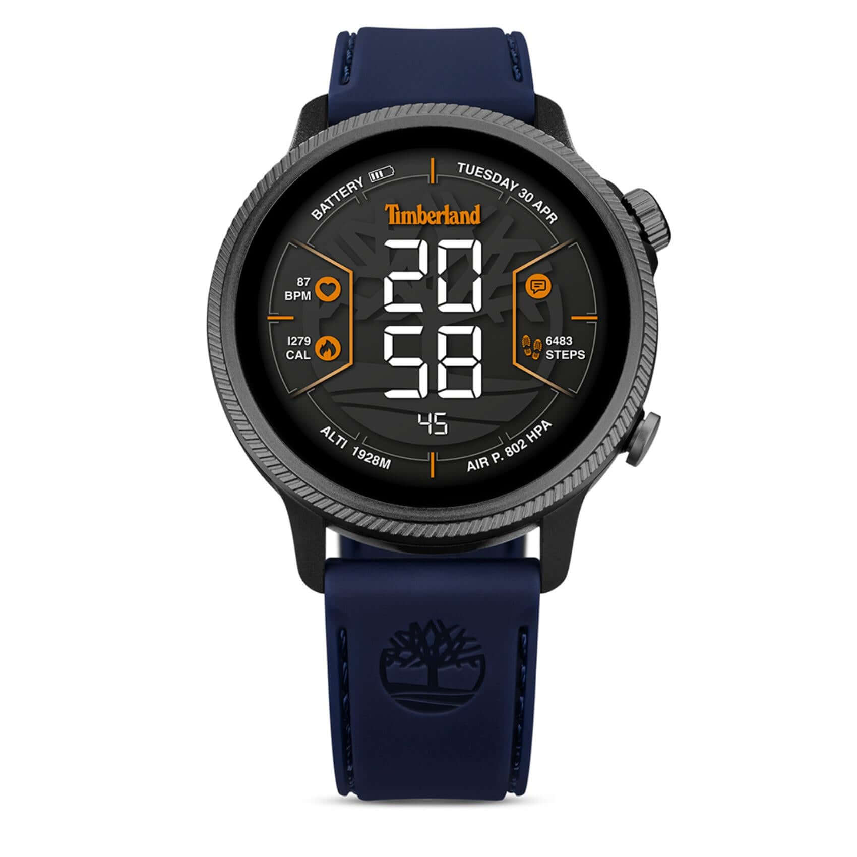 Smartwatch Timberland Trail Force S1 TDIGB0064502 με μπλε λουράκι σιλικόνης και μαύρο καντράν 48 mm.