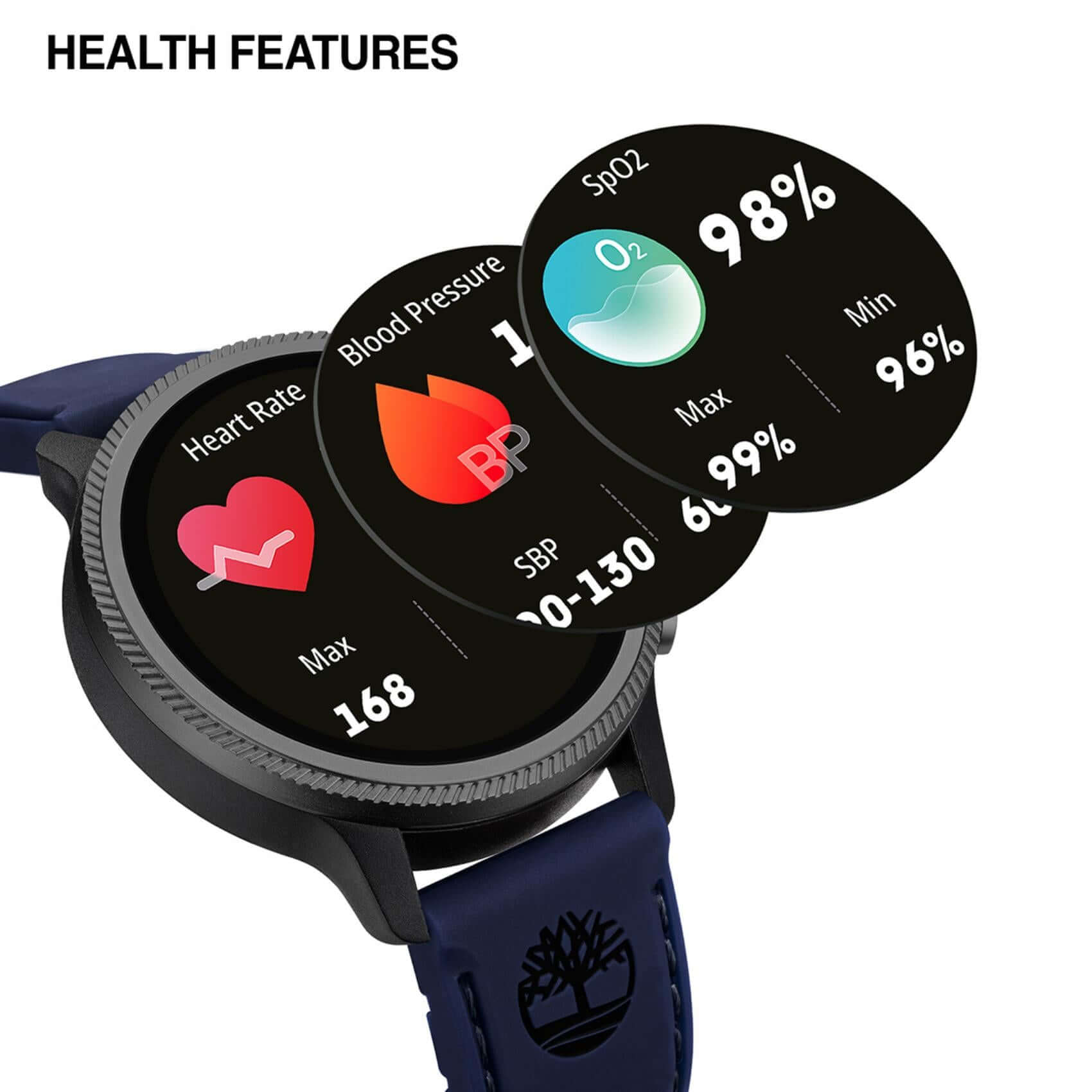 Smartwatch Timberland Trail Force S1 TDIGB0064502, σιλικόνη μαύρο καντράν 48 mm, health features