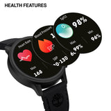 Κοντινό στο μαύρο καντράν του Smartwatch Timberland Trail Force S1 TDIGB0064503, health features
