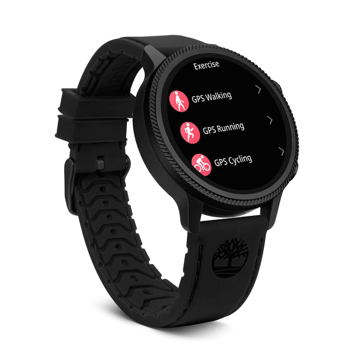 Πλάγια όψη του Smartwatch Timberland Trail Force S1 TDIGB0064503 με μαύρο λουράκι σιλικόνης.