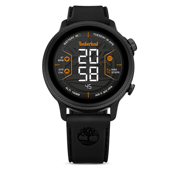 Smartwatch Timberland Trail Force S1 TDIGB0064503 με μαύρο λουράκι σιλικόνης και μαύρο καντράν 48 mm.