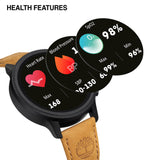 Smartwatch Timberland Trail Force S1 TDIGB0064503 με ταμπά δερμάτινο λουράκι και μαύρο καντράν 48 mm, λειτουργίες υγείας: πιεσόμετρο, οξύμετρο , ειδοποίηση όρθιας στάσης, ειδοποίηση ενυδάτωσης.