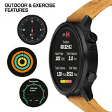 Smartwatch Timberland Trail Force S1 TDIGB0064503 με ταμπά δερμάτινο λουράκι και μαύρο καντράν 48 mm, λειτουργίες υπαίθριων δραστηριοτήτων άσκησης: άσκηση με χρήση GPS, λειτουργία SPORT, καιρός , ατμοσφαιρική πίεση, υψόμετρο, πυξίδα, φακός, κλήση.