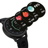 Κοντινή λήψη στο μαύρο καντράν του Smartwatch Timberland Trail Force S1 TDIGB00645X0 με το extra μαύρο λουράκι σιλικόνης