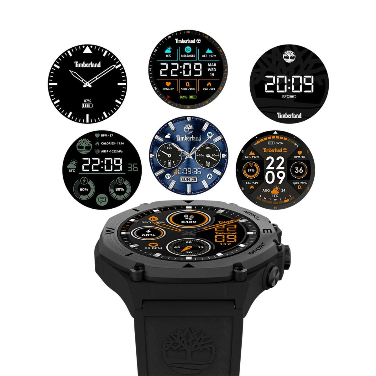 Smartwatch Timberland Trail Force S2 TDIGB0089801 με μαύρο λουράκι σιλικόνης, Οθόνη Amoled 1,43 ιντσών,
