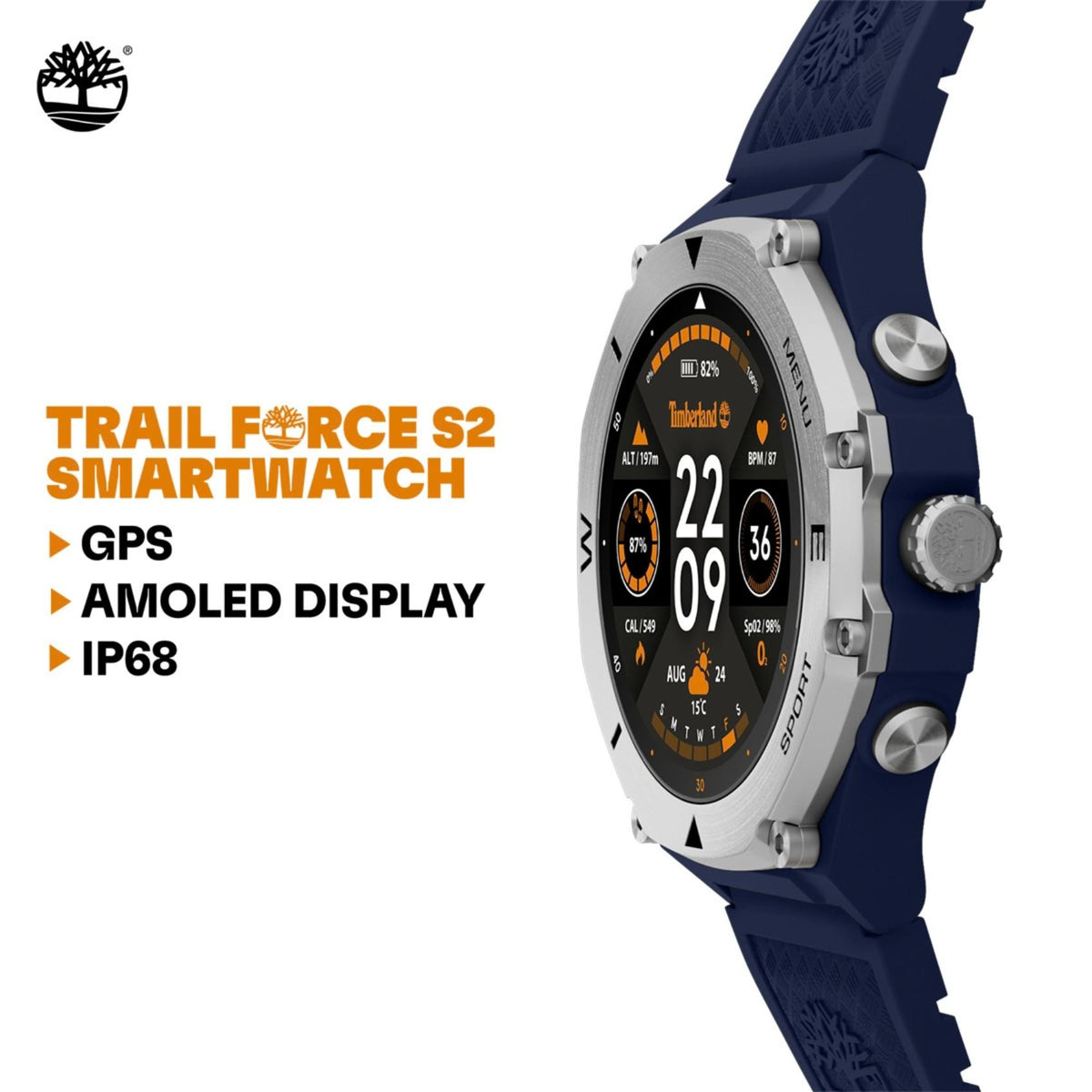 Smartwatch Timberland Trail Force S2 TDIGB0089802 με GPS, οθόνη Amoled και αδιάβροχο IP68