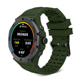 Πλαϊνή όψη του smartwatch Timberland Trail Force S2 TDIGB0089803 με πράσινο λουράκι σιλικόνης.