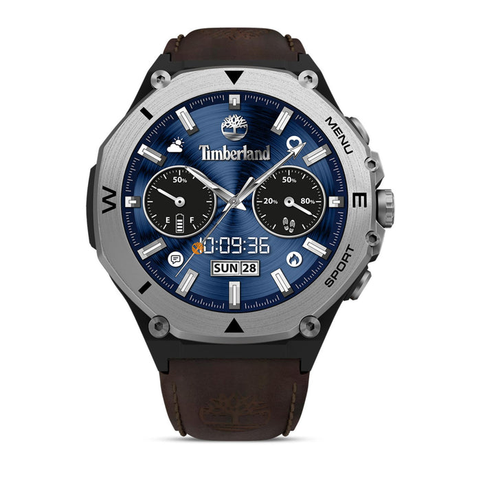 Smartwatch Timberland Trail Force S2 TDIGB00898X1 με καφέ δερμάτινο λουράκι και μαύρο καντράν 50 mm.