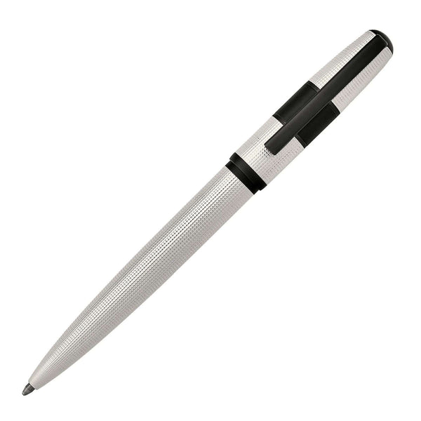 Στυλό Ballpoint Hugo Boss Grid HSQ4834F σε λευκό χρώμα με μαύρες λεπτομέρειες.