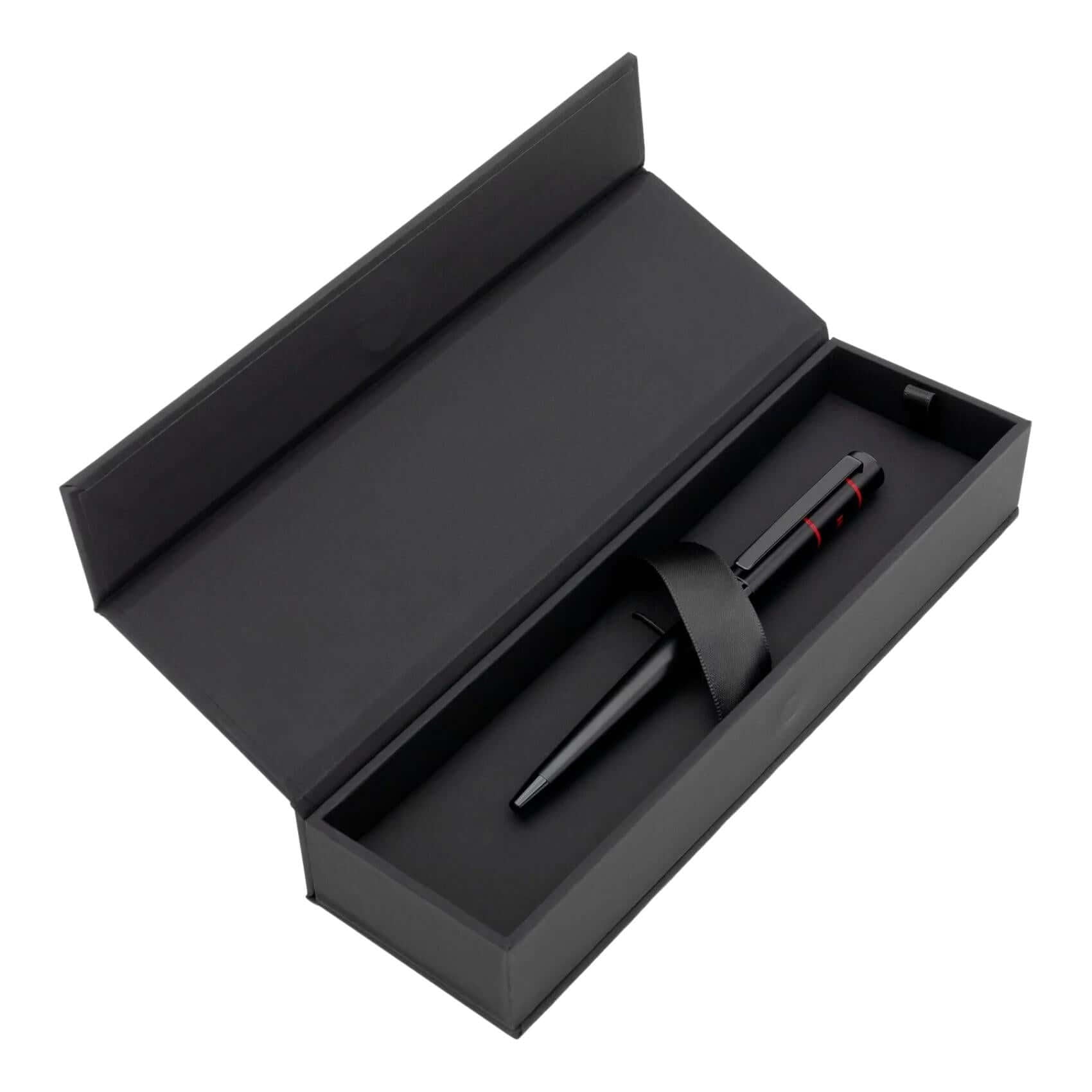 Στυλό Hugo Boss Ribbon Matrix Blue HSC2414P με τη συσκευασία δώρου του.