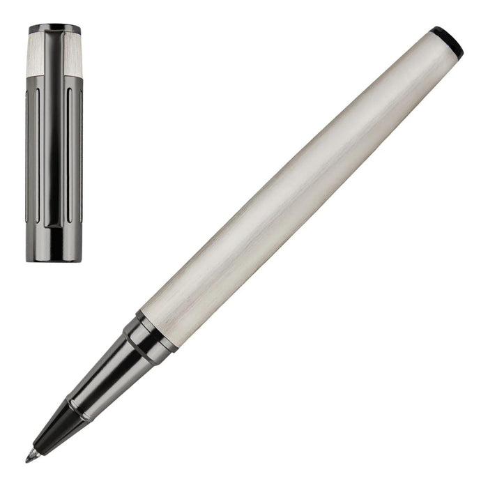 Στυλό rollerball Hugo Boss HSV3065B Gear σε μαύρο αλουμίνιο και γκρι λεπτομέρειες