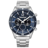 Αντρικό ρολόι Timberland Ashmont TDWGK2230905 Dual Time με ασημί ατσάλινο μπρασελέ και μπλε καντράν διαμέτρου 46mm με ημερομηνία.