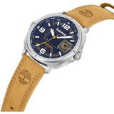 Αντρικό ρολόι Timberland Breakheart TDWGB2201404 με ταμπά δερμάτινο λουράκι και μπλε καντράν διαμέτρου 47mm.