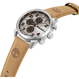 Αντρικό ρολόι Timberland Henniker II TDWGF0009503 με ταμπά δερμάτινο λουράκι και μπεζ καντράν διαμέτρου 46mm.