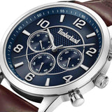 Ρολόι dual timeTimberland Managate TDWGF0042101 με καφέ δερμάτινο λουράκι και μπλε καντράν διαμέτρου 44mm.