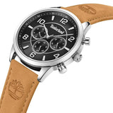 Ρολόι Timberland Managate TDWGF0042102 dual time με ταμπά δερμάτινο λουράκι και μαύρο καντράν διαμέτρου 44mm.
