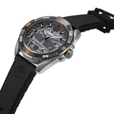 Αντρικό ρολόι Timberland Milinocket TDWGN2202104 με μαύρο δερμάτινο λουράκι και μαύρο καντράν διαμέτρου 44mm με ημερομηνία.