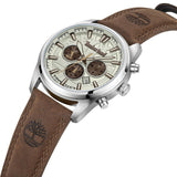 Αντρικό ρολόι Timberland Northbridge TDWGF0009604 χρονογράφος με καφέ δερμάτινο λουράκι και μπεζ καντράν διαμέτρου 45mm.