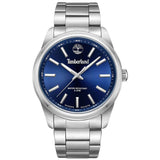 Αντρικό ρολόι Timberland Northbridge TDWGG0010805 με ασημί ατσάλινο μπρσελέ και μπλε καντράν διαμέτρου 46mm και ημέρα-ημερομηνία.