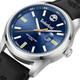Αντρικό ρολόι Timberland Orford TDWGB0010802 με μαύρο δερμάτινο λουράκι και μπλε καντράν διαμέτρου 45mm με ημερομηνία.
