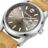 Αντρικό ρολόι Timberland Orford TDWGB0010803 με ταμπά δερμάτινο λουράκι και καφέ καντράν διαμέτρου 45mm με ημερομηνία.