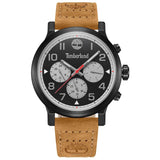 Αντρικό ρολόι Timberland Pancher TDWGF0028902 με ταμπά δερμάτινο λουράκι και μαύρο καντράν διαμέτρου 46mm με ημερομηνία και ημέρα.