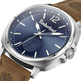 Αντρικό ρολόι Timberland Williston TDWGA0010603 με καφέ δερμάτινο λουράκι και μπλε καντράν διαμέτρου 44mm.