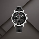 Ανδρικό ρολόι Tommy Hilfiger TH-Oxford 1710725 με μαύρο καντράν 42mm και μαύρο δερμάτινο λουράκι.