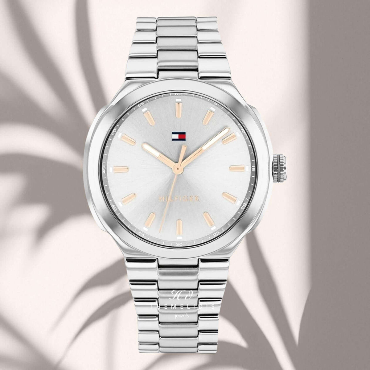 Tommy Hilfiger 1782817 γυναικείο ρολόι Georgia με ασημί μπρασελέ, ασημί καντράν 36mm και χρυσές λεπτομέρειες.