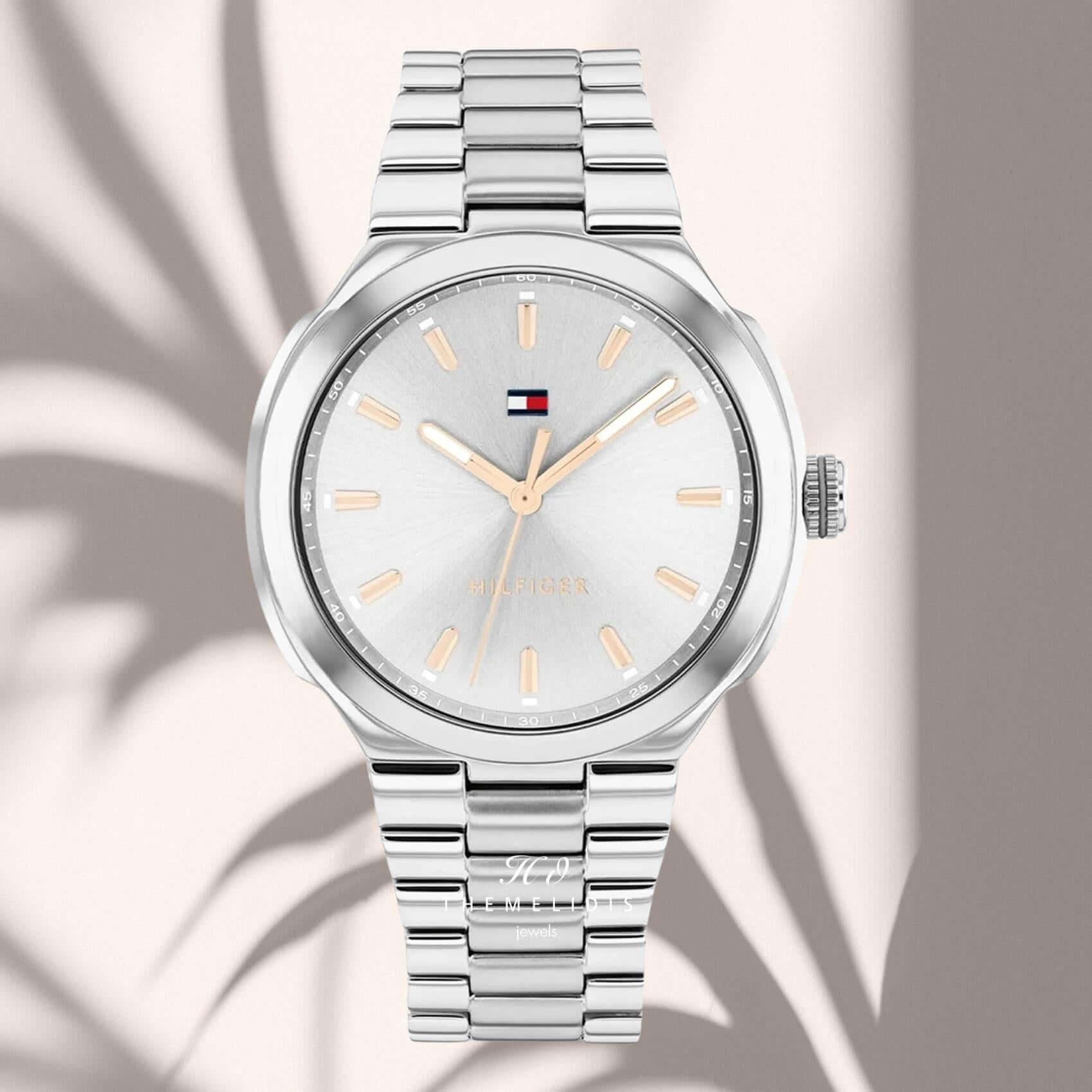 Tommy Hilfiger 1782817 γυναικείο ρολόι Georgia με ασημί μπρασελέ, ασημί καντράν 36mm και χρυσές λεπτομέρειες.