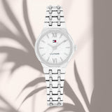Tommy Hilfiger 1782889 γυναικείο ρολόι Mackenzie με ασημί μπρασελέ, ασημί καντράν 25mm και ορυκτό κρύσταλλο ειδικής σκλήρυνσης.