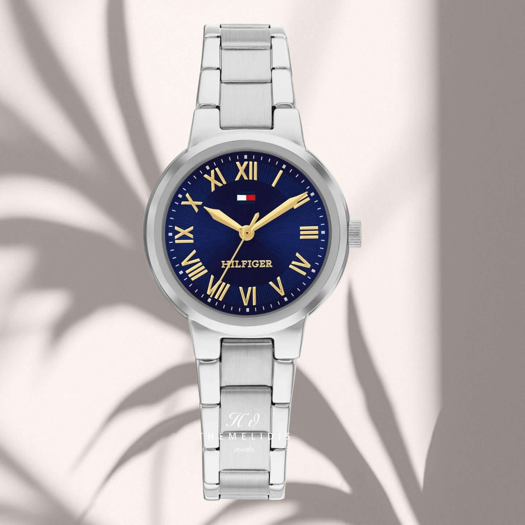 Γυναικείο ρολόι Tommy Hilfiger Becca 1782902 με μπλε καντράν 28mm και ασημί μπρασελέ από ανοξείδωτο ατσάλι.