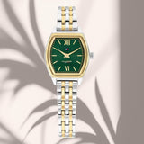 Γυναικείο ρολόι Tommy Hilfiger Norah 1782907 με πράσινο τετράγωνο καντράν 22mm, χρυσές λεπτομέρειες και δίχρωμο μπρασελέ.