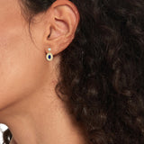 Κρεμαστά σκουλαρίκια Tommy Hilfiger 2780800 οβαλ με καρφωτό μονόπετρο, ζιργκόν και μπλε σμάλτο.
