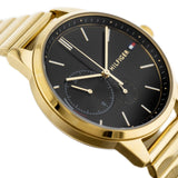Γυναικείο ρολόι Tommy Hilfiger Brooke 1782019 με χρυσό ατσάλινο μπρασελέ και μαύρο καντράν διαμέτρου 38mm με ημερομηνία.