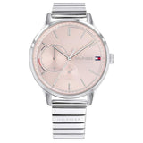 Γυναικείο ρολόι Tommy Hilfiger Brooke 1782020 με ασημί ατσάλινο μπρασελέ και ροζ καντράν διαμέτρου 38mm με ημερομηνία.