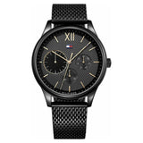 Αντρικό ρολόι Tommy Hilfiger Damon 1791420 με μαύρο ατσάλινο μπρασελέ και μαύρο καντράν διαμέτρου 44mm.