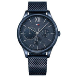 Αντρικό ρολόι Tommy Hilfiger Damon 1791421 με μπλε ατσάλινο μπρασελέ και μπλε καντράν διαμέτρου 44mm.