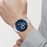 Αντρικό ρολόι Tommy Hilfiger Harley 1791932 χρονογράφος με ασημί ατσάλινο μπρασελέ και μπλε καντράν διαμέτρου 46mm.