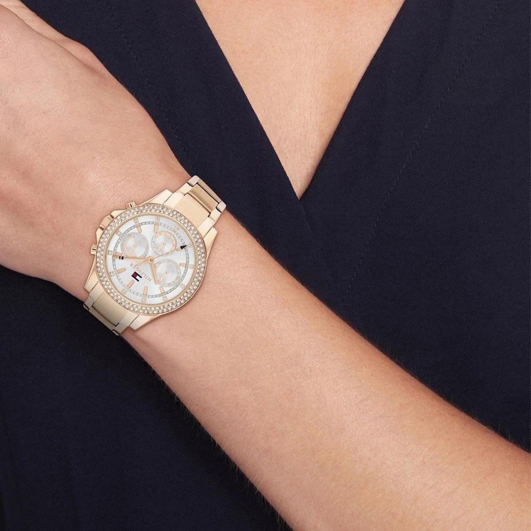 Γυναικείο ρολόι Tommy Hilfiger Haven 1782624 με ροζ χρυσό ατσάλινο μπρασελέ και ροζ χρυσό καντράν διαμέτρου 38mm με ημέρα-ημερομηνία και ζιργκόν.