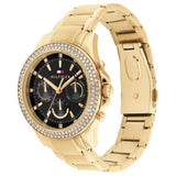 Γυναικείο ρολόι Tommy Hilfiger Haven 1782676 με χρυσό ατσάλινο μπρασελέ και μαύρο καντράν διαμέτρου 38mm με ημέρα-ημερομηνία και ζιργκόν.
