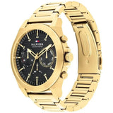 Ανδρικό ρολόι Tommy Hilfiger Lance 1710520 με χρυσό ατσάλινο μπρασελέ και μαύρο καντράν διαμέτρου 46mm με ημερομηνία και ημέρα.