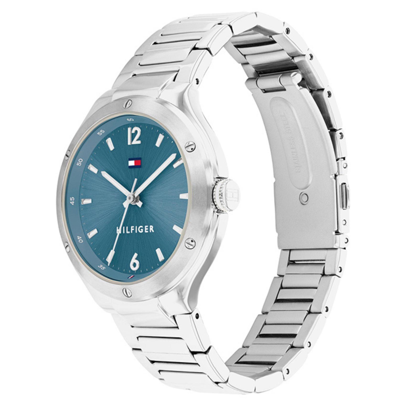 Γυναικείο ρολόι Tommy Hilfiger Naomi 1782475 με ασημί ατσάλινο μπρασελέ και μπλε καντράν διαμέτρου 37mm.