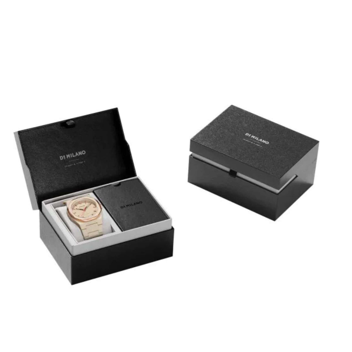 Unisex ρολόι D1 Milano Akebia Mesh D1-PCBU15 σε studio background με μπεζ πολυκαρμπονικό μπρασελέ και μπεζ καντράν.