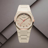 Unisex ρολόι D1 Milano Akebia Mesh D1-PCBU15 με μπεζ πολυκαρμπονικό μπρασελέ και μπεζ καντράν.
