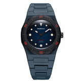 Unisex ρολόι D1 Milano Carbon Diver D1-PDBJ02 με μπλε πολυκαρμπονικό μπρασελέ, μπλε καντράν και μαύρες, λευκές και κόκκινες λεπτομέρειες.