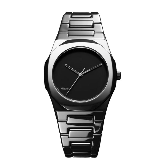Unisex ρολόι D1 Milano Ceramic Black D1-CEBU01 με μαύρο κεραμικό μπρασελέ, κεραμική κάσα Ø37 mm, μαύρο καντράν, ζαφείρι κρύσταλλο και μηχανισμό TMI VJ21 Quartz.