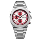 Ρολόι D1 Milano Chrono D1-CHBJ27 Με Ασημί Μπρασελέ & Λευκό-Κόκκινο Καντράν